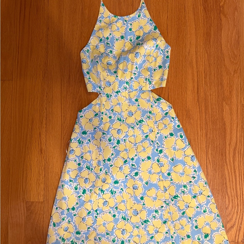 Zara XS Floral Cutout Halter Dress